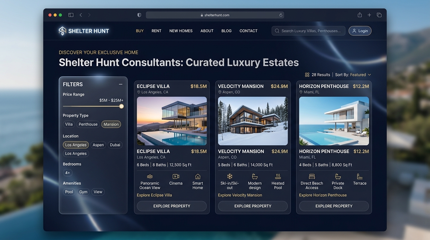 Shelter Hunt Consultants Real Estate Platform Preview